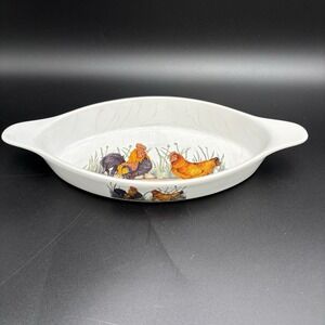 Vtg Kent Pottery‎ Rooster Baking Dish Farmhouse Decor 14x6 Oval